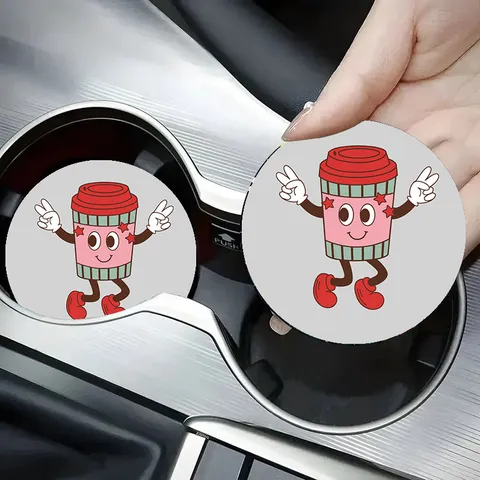 Car Cup Coaster Cute Cartoon Anti Slip Slot Mat Silicone Creative Interior Protective Pad Automotive Accessories