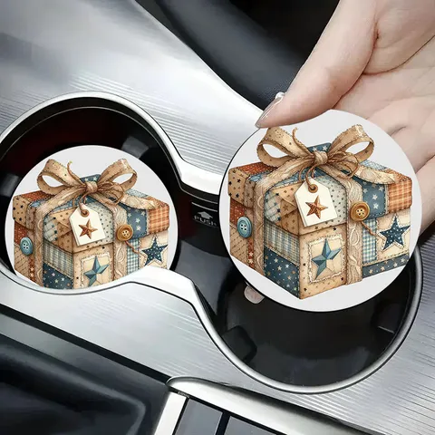Sottobicchiere Rotondo in Silicone per Auto Stampato Natalizio Antiscivolo Tappetino per Tavolo Decorazione Cucina