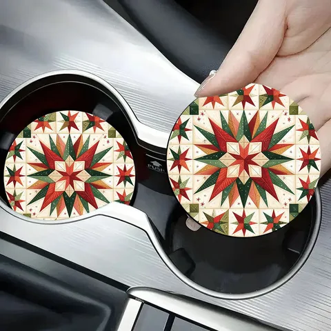 Sottobicchiere Rotondo in Silicone per Auto Stampato Natalizio Antiscivolo Tappetino per Tavolo Decorazione Cucina