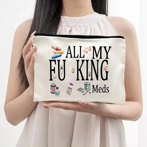 Canvas Make-up Tas Draagbare Rits Toiletpas Schattige Creatieve Print Reis Opbergtas Voor Vrouwen Cosmetische Portemonnee