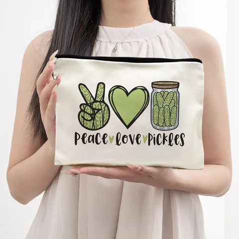 Canvas Make-up Tas Draagbare Rits Toiletpas Schattige Creatieve Print Reis Opbergtas Voor Vrouwen Cosmetische Portemonnee