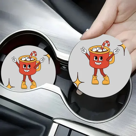 Christmas Snowman Silicone Car Cup Holder Coaster Non-Slip Waterproof Car Interior Accessories Holiday Decoration