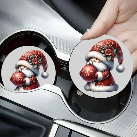 Christmas Gnome Silicone Coaster Heat Resistant Round Drink Mat For Car Cup Holder Home Coffee Shop Decor Anti Slip Coaster