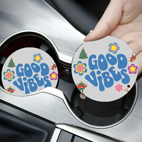 Natale Sottobicchiere per Auto in Silicone Tappetino Antiscivolo Carino Cartone Animato Interni Veicolo Sottobicchiere Accessori