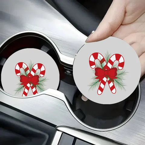 Sottobicchiere per Portabicchieri Auto in Silicone Antiscivolo Impermeabile Stampa Festiva di Natale Tappetino per Tazza