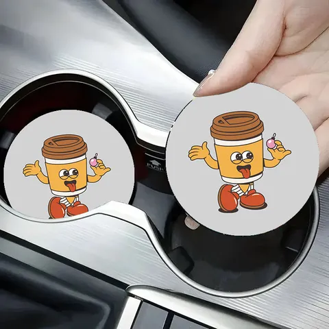 Natale Sottobicchiere per Auto in Silicone Tappetino Antiscivolo Carino Cartone Animato Interni Veicolo Sottobicchiere Accessori