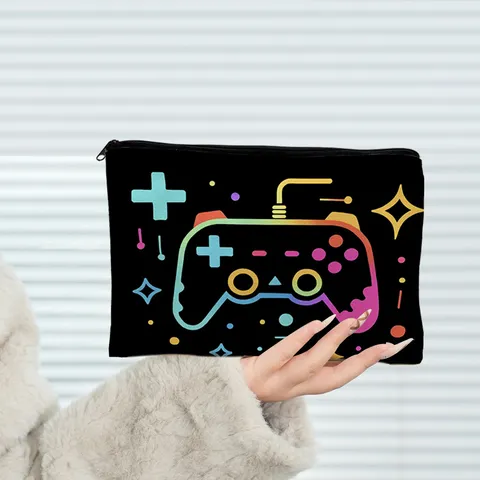 Canvas Cosmetische Tas Reis Make-up Pouch Draagbare Toiletartikelen Organizer Schattige Bloemen UFO Schildpad Spel Print Rits Opbergtas