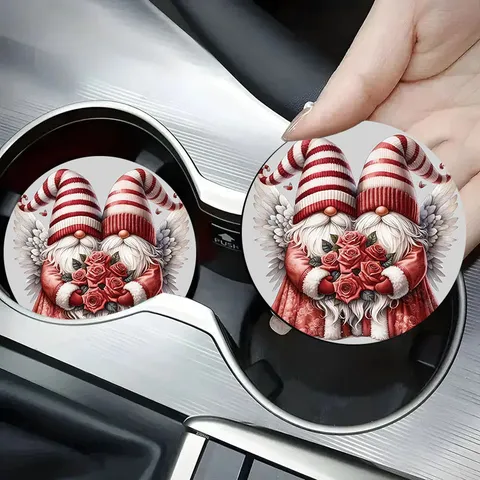 Christmas Silicone Coaster Car Cup Holder Mat Santa Claus Gnome Holiday Table Decor Non-Slip Heat-Resistant Coffee Mat