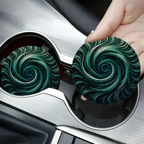 7cm Round Silicone Car Cup Holder Coasters Anti-Slip Absorbent Swirl City Compass Floral Decorative Mats For Auto Interior Home
