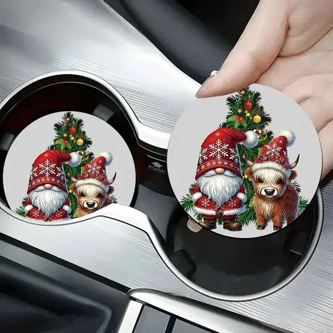 Sottobicchiere per Auto di Natale in Silicone Antiscivolo Tappetino per Portabicchieri Simpatico Babbo Natale Pupazzo di Neve Cervo Festa Decorazione Tavola