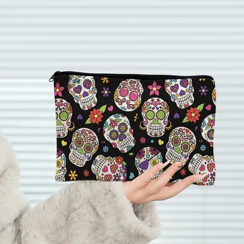 Waterdichte Canvas Katoen Linnen Make-uptas Schattige Geprinte Cosmetische Pouch Draagbare Reizen Toiletartikelen Organizer