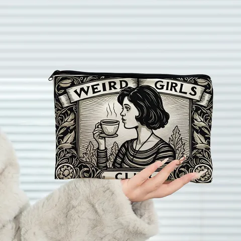 Canvas Large Capacity Zipper Pouch Portable Makeup Bag Toiletry Travel Organizer Cute Printed Stationery Bag For Women
