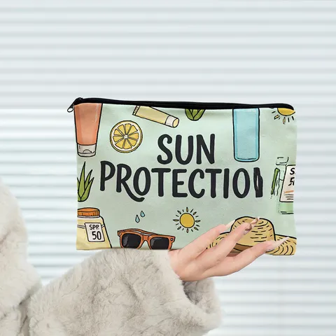 Tragbare Damen Segeltuch Kosmetiktasche Trendige Reise Kosmetik Aufbewahrungstasche Cartoon Sushi Sonnenschutz Schweden Medizinische Chihuahua Muster Waschbeutel
