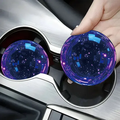 Non-Slip Silicone Car Cup Holder Coaster With Dreamy Butterfly Rose Sakura Poodle Dog Rhinestone Crown Pattern Interior Accessory