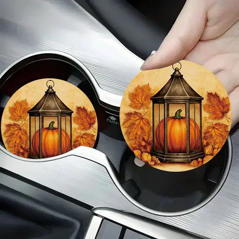 Festive Silicone Car Cup Coaster Halloween Christmas Ghost Pumpkin Santa Anti Slip Heat Resistant Coffee Tea Coaster For Automotive Decor