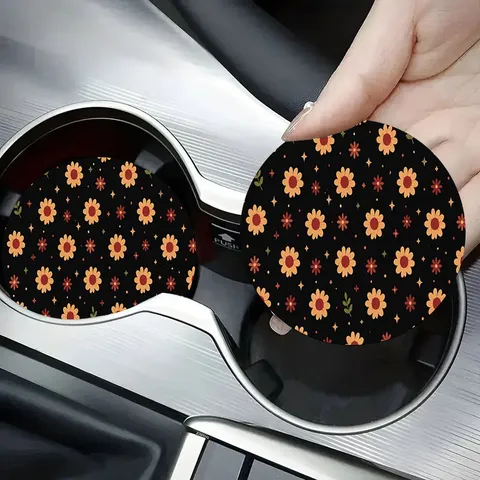 Festive Silicone Car Cup Coaster Halloween Christmas Ghost Pumpkin Santa Anti Slip Heat Resistant Coffee Tea Coaster For Automotive Decor