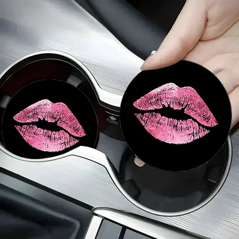 Universal Silicone Car Coaster Round Anti-Slip Cup Holder Mat Automotive Interior Accessory Women Men White Tiger Mandala Pattern