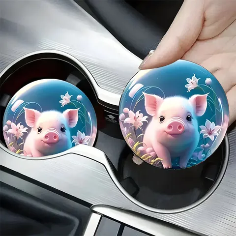 Sottobicchiere per Portabibite in Silicone Rotondo Motivo a Fiori Maialino Cartoon Città Cyberpunk Tovaglietta Termoisolante Antiscivolo Impermeabile
