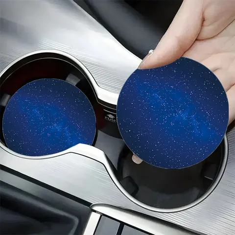 Dessous de Verre pour Voiture en Silicone Antidérapant Isolation Thermique Imprimé Chat Cartoon Ciel Étoilé Floral Accessoires Intérieur