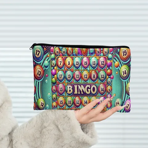Canvas Multi-Purpose Pencil Case Makeup Bag With Zipper Ethnic Girls Scotland Landscape Bingo Pattern Portable Stationery Storage Pouch For Kids School Office