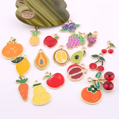 DIY Emaillierte Frucht Anhänger Zinklegierung Süße Cartoon Gemischte Frucht Form Charms Für Armband Halskette Schmuck Herstellung