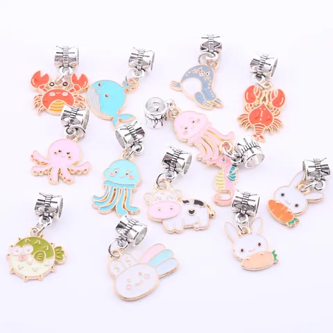 DIY Cartoon Meereslebewesen Legierung Emaille Charms Süße Krabbe Wal Delfin Anhänger Für Armbänder Ketten Schmuckherstellung