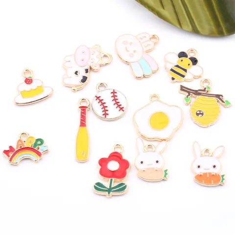 Zinklegierung Emailliert Süß Cartoon Tier Pflanze DIY Schmuck Charms Anhänger Für Halskette Ohrringe Herstellung