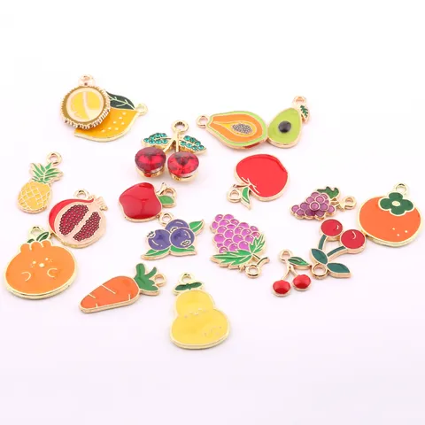 DIY Emaillierte Frucht Anhänger Zinklegierung Süße Cartoon Gemischte Frucht Form Charms Für Armband Halskette Schmuck Herstellung