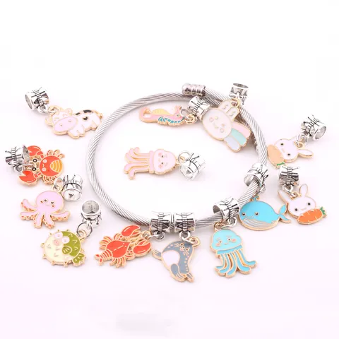 DIY Cartoon Meereslebewesen Legierung Emaille Charms Süße Krabbe Wal Delfin Anhänger Für Armbänder Ketten Schmuckherstellung