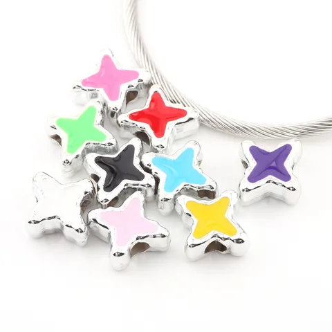 DIY UV Plattierte CCB Vierstrahliger Stern Lose Perlen Großes Loch Abstandshaltern Perlen Für Armband Schmuck Herstellung Handwerk Zubehör