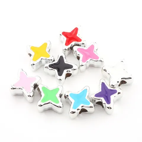 DIY UV Plattierte CCB Vierstrahliger Stern Lose Perlen Großes Loch Abstandshaltern Perlen Für Armband Schmuck Herstellung Handwerk Zubehör