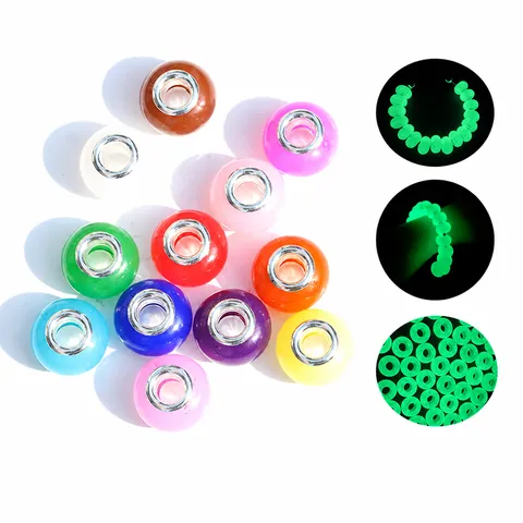 Perles en Acrylique à Grand Trou UV Sensibles Lumineuses Colorées Perles Vrac Accessoires de Fabrication de Bijoux de Bracelet DIY