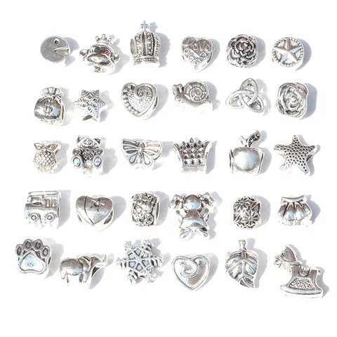 Vintage Argent Antique Alliage Grands Trous Perles Intercalaires DIY Style Européen Perles Charms Accessoires de Fabrication de Bijoux