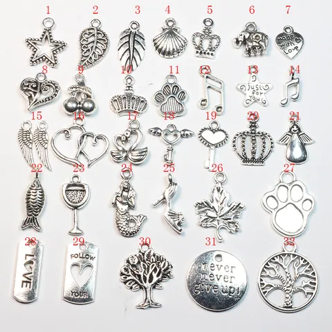 Vintage Legierung DIY Schmuckherstellung Zubehör Krone Herz Stern Meerjungfrau Anhänger Charms Für Ohrringe Armband Handwerk
