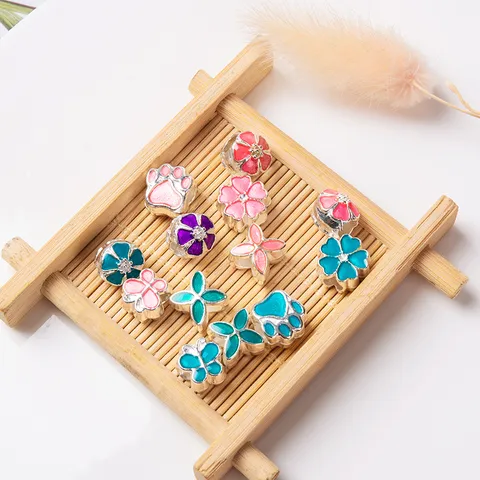 Perles Intercalaires à Grand Trou en Alliage Émail Goutte d'Huile DIY Perle Charms pour Fabrication de Bijoux Bracelet Chaîne Serpent