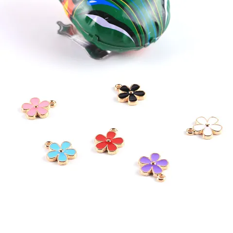 DIY Kleine Blume Legierung Emaillierte Anhänger Bunte Blumen Charms Für Armband Und Halskette Schmuckherstellung Zubehör