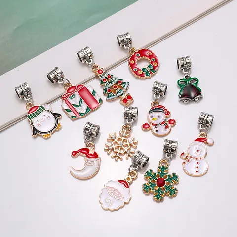 DIY Weihnachten Legierung Öltropfen Anhänger Charm Süßer Weihnachtsmann Schneemann Baum Schneeflocke Schmuckherstellung Zubehör