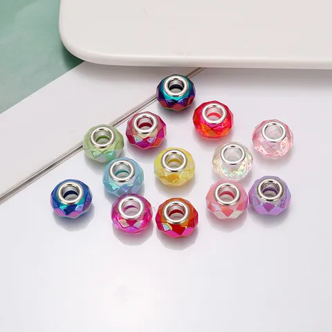 Bunte Facettierte Acryl Großlochperlen DIY Abstandhalter Lose Perlen Für Europäische Bettelarmbänder Schmuckherstellung