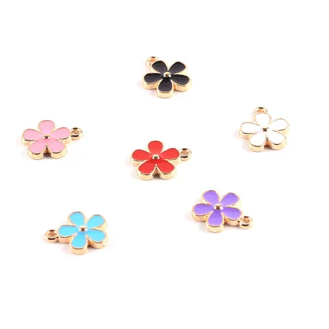 DIY Kleine Blume Legierung Emaillierte Anhänger Bunte Blumen Charms Für Armband Und Halskette Schmuckherstellung Zubehör