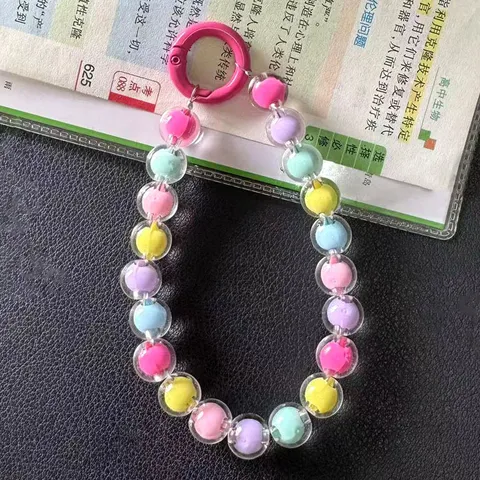 Macaron Farbige Perle in Perle Perlen Anhänger Süßer Schlüsselanhänger Taschenanhänger Handyhülle Anhänger Acryl Charm Schmuck Geschenk