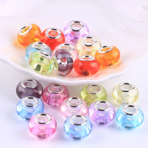 Acryl Grosse Loch Perlen Glatte Lose Perlen DIY Armband Schmuck Zubehör Bunte Gemischte Handwerk Charms