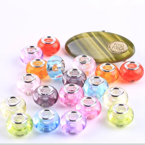 Acryl Grosse Loch Perlen Glatte Lose Perlen DIY Armband Schmuck Zubehör Bunte Gemischte Handwerk Charms