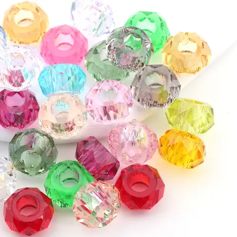 DIY Gefacetteerde Grote Gat Hars Kralen Kleurrijke Kristal Imitatie Glas Losse Kralen Voor Armband Sieraden Maken Accessoires