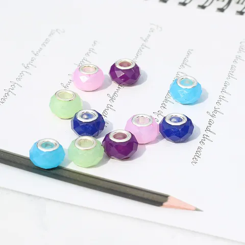 DIY Acryl Facettierte Große Loch Perlen Süß Niedlich Lose Perlen Bunt Handwerk Schmuckherstellung Zubehör
