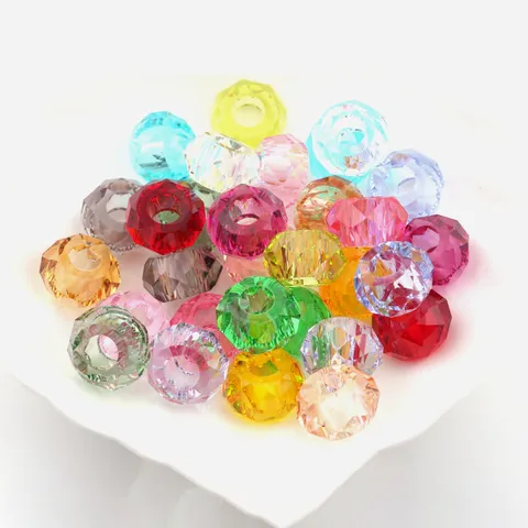 DIY Gefacetteerde Grote Gat Hars Kralen Kleurrijke Kristal Imitatie Glas Losse Kralen Voor Armband Sieraden Maken Accessoires