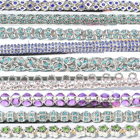 DIY Alliage Strass Perles à Grand Trou Style Européen Perles Pendentifs Vrac pour Fabrication de Bijoux Bracelet
