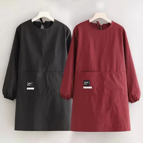 Grembiule a Maniche Lunghe Impermeabile Resistente alle Macchie Cucina Cottura Abbigliamento da Lavoro Grembiule da Chef con Tasca