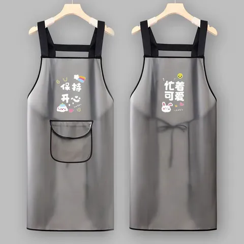 Delantal de TPU Impermeable A Prueba De Aceite Lindo Estampado De Dibujos Animados Cocina Cocinar Delantal De Chef Con Bolsillo Para Limpiar Las Manos Adulto