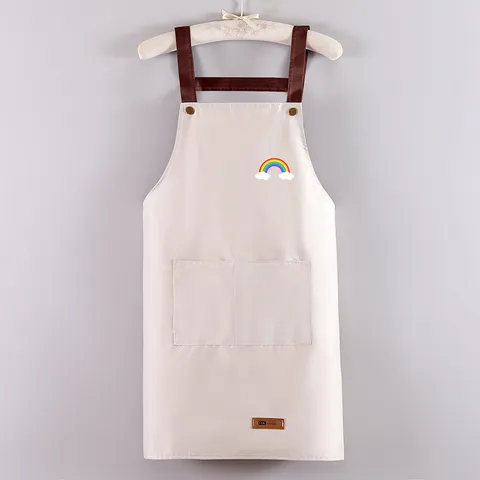 Tablier de Cuisine Imperméable pour Femmes Hommes Cuisson Chef Tablier Bavette avec Poches Bretelles Réglables Motif Arc-en-ciel