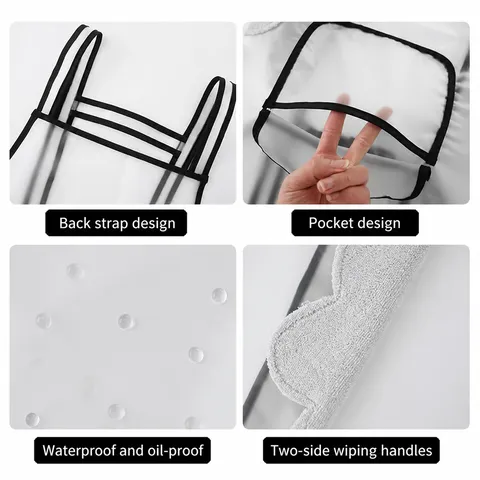 Waterproof Oil-Proof TPU Apron Minimalist Solid Color Kitchen Cooking Chef Work Apron with Pockets for Men Women